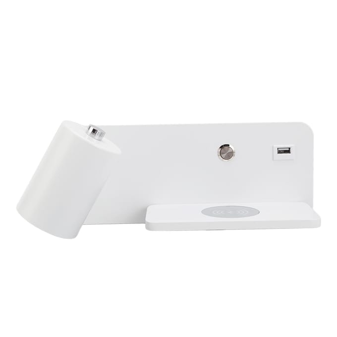 LED Wandlamp USB-interface Draadloos Opladen LED Wandlamp voor Woonkamer Slaapkamer 85?265V Wit