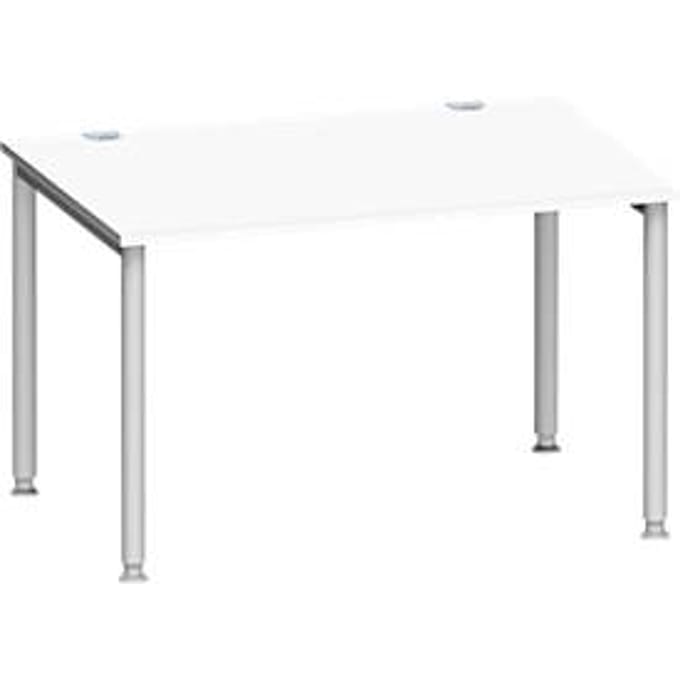 Schäfer Shop Genius bureau MODENA FLEX, 4-poots ronde buis, B 1200 x D 800 mm, wit/blank aluminium