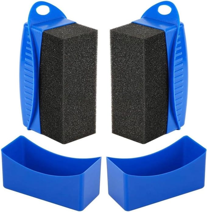 Bandenglans Applicator - Bandenspons Bandendressing - Auto Onderhoud - Gebogen Handvat - 14 x 12 x 6 cm - Blauw