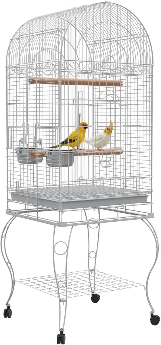 PawHut-Vogelkooi-Staal-51x51x153cm-Wit