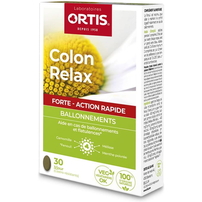 Ortis Colon Relax Forte Opgeblazen Gevoel En Winderigheid 30 Tabletten