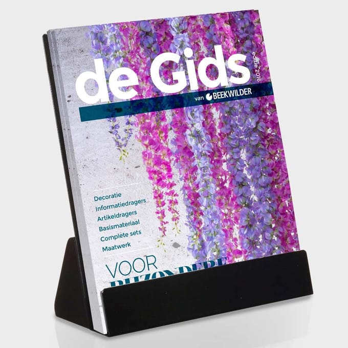 Folderhouder - folderstandaard met vulmaat van 3cm - zwart - metaal - A4 - 3 x 23 x 30.7 cm
