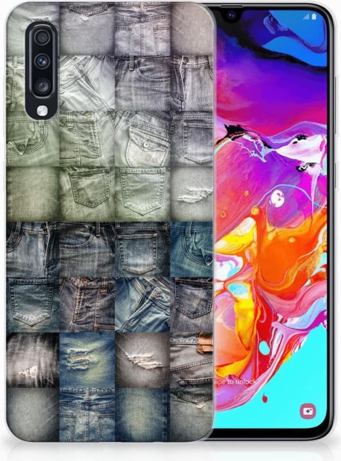 Silicone Back Cover Samsung Galaxy A70 Spijkerbroeken