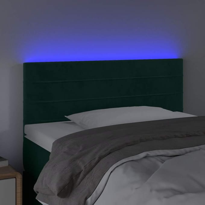 vidaXL - Hoofdbord - LED - 80x5x78/88 - cm - fluweel - donkergroen