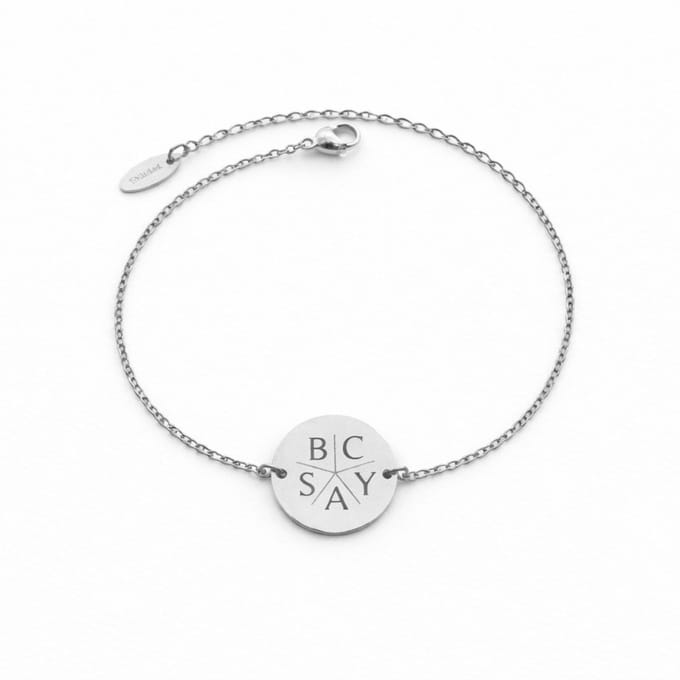 Munt Armband met 5 Initialen Zilver