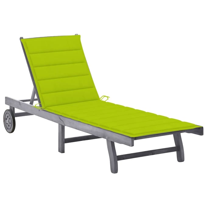 vidaXL - Ligbed - met - kussen - massief - acaciahout - grijs