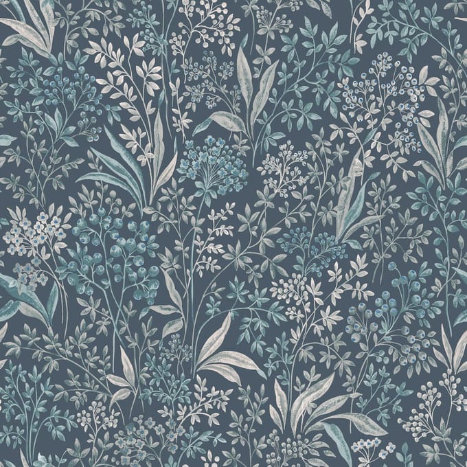 Boråstapeter Vliesbehang 2025 - Vårt Arkiv - Botanisch Blauw - 53cm x 10.05m