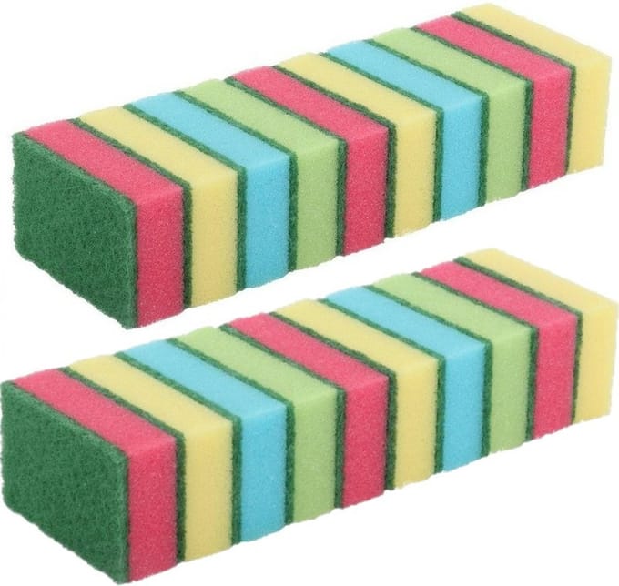Schuursponsjes - huishoudsponsjes - 9 cm - 80x stuks - gekleurd