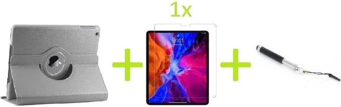 Geschikt Voor: iPad Mini 1 / 2 / 3 Multi Stand Case - 360 Draaibaar Tablet hoesje - Tablethoes Grijs + 1x Screenprotector + Stylus