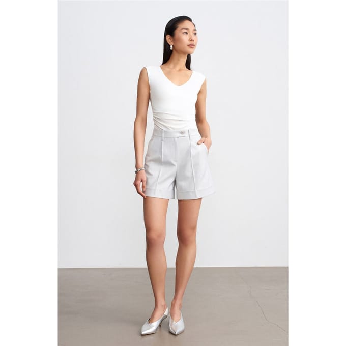 Hoge taille op maat gemaakte geweven shorts