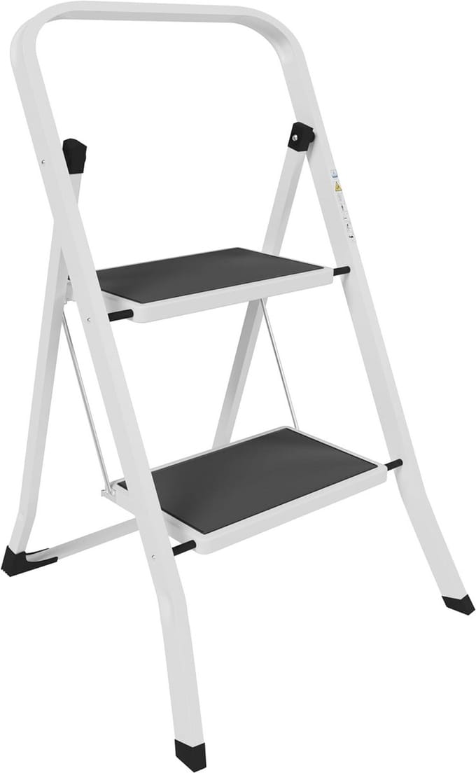 Vouwen 2-Traps Stalen Draagbare Ladder met Antislip