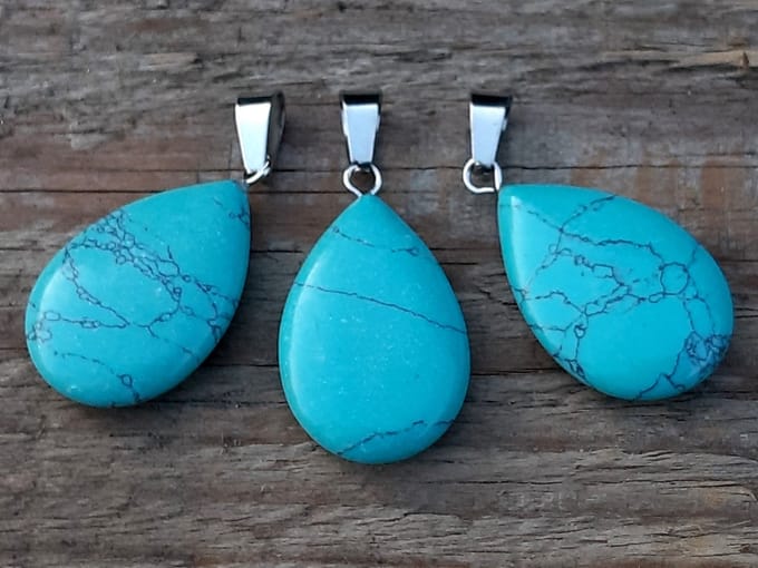 Edelsteen blauwe Howliet druppel hanger