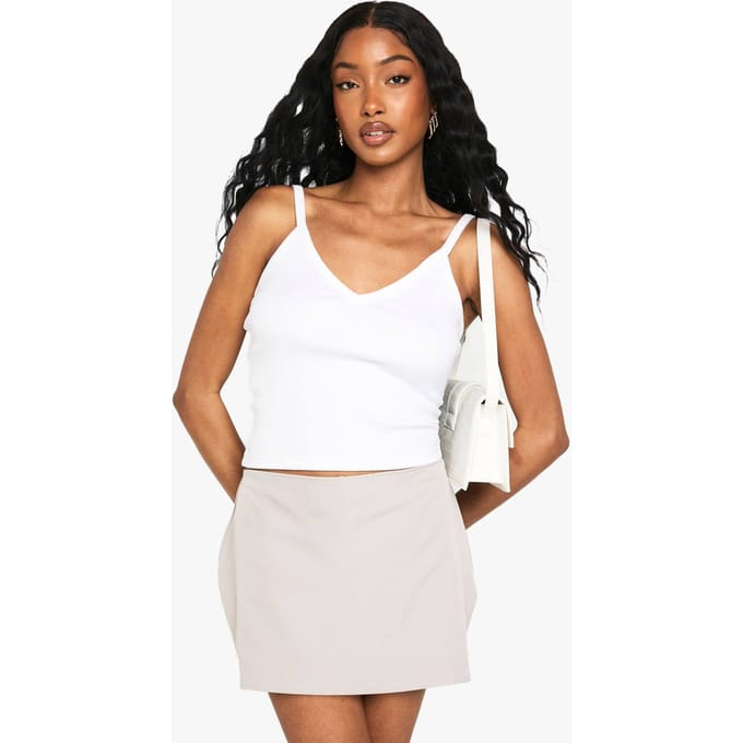 boohoo Dames Basic Geweven Mini-Skort | Stone | Maat: 6