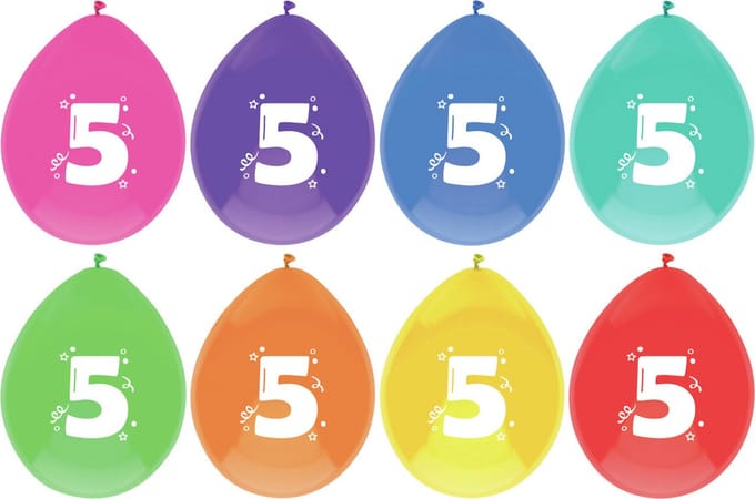 Haza Ballonnen - 5 jaar - leeftijd verjaardag - 16 stuks - 29 cm