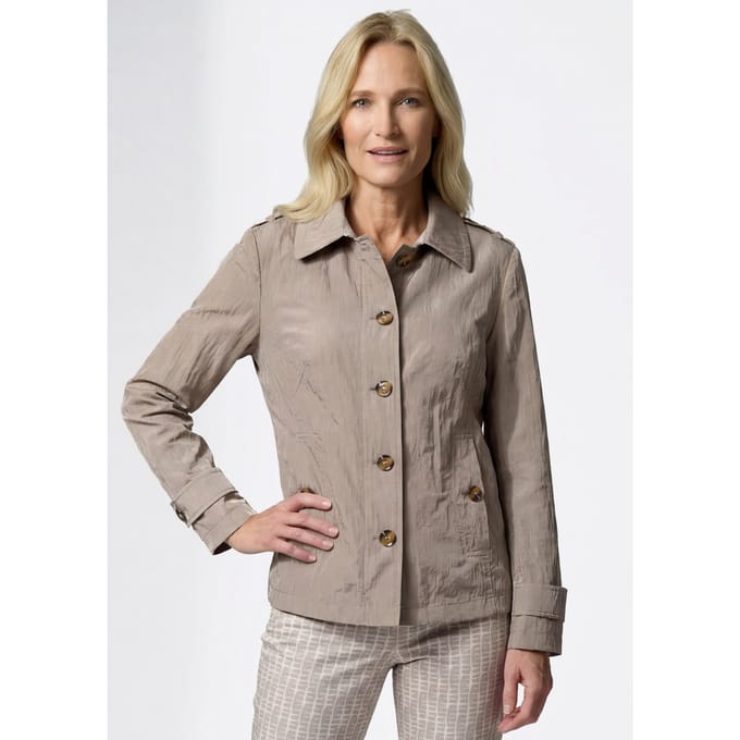 Trenchjack in crashlook - steengrijs - Gr. 19 van Goldner Fashion