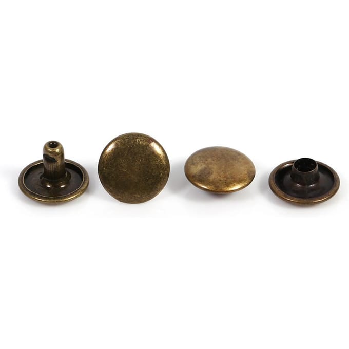 Lot de 100 rivets à double capuchon 8 x 10 mm pour réparation de cuir, clous, décoration (argent) brown