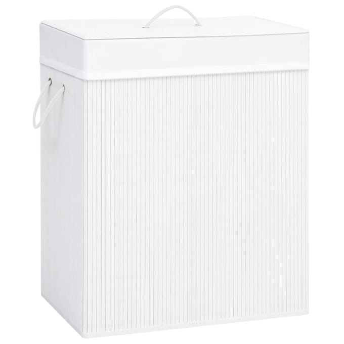 vidaXL - Wasmand - met - 1 - vak - 83 - L - bamboe - wit