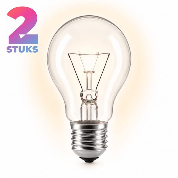 2x Peertje Gloeilamp E27 - 75W - Warm Wit Licht (2700K) - 765 lm - 1 jaar - Dimbaar