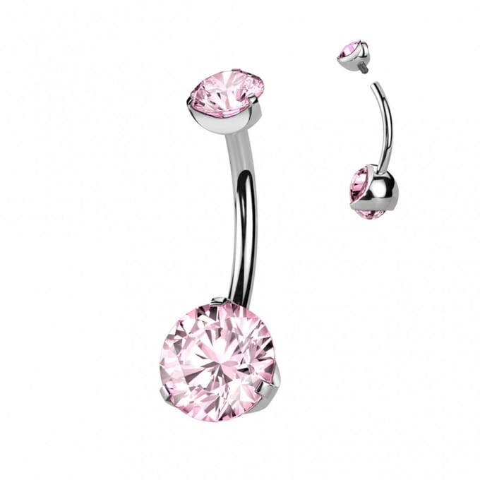 Piercing sierlijk dubbele steen roze - LMPiercings