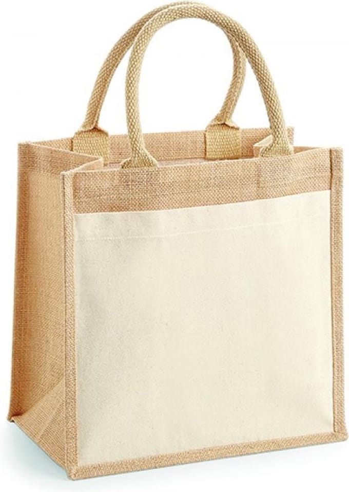 Cotton Pocket Jute Midi Bag (Natuurlijk)