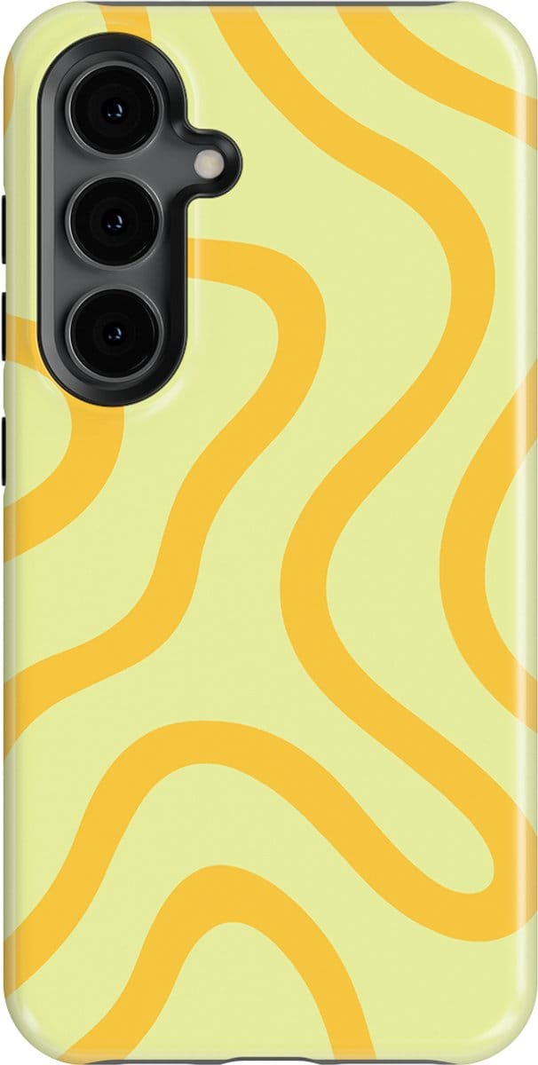 DripCase Curvy Lines Hoesje Samsung Galaxy S24 FE | Backcover met Mag | Design Tough Case Samsung Galaxy S24 FE Lemon Loop