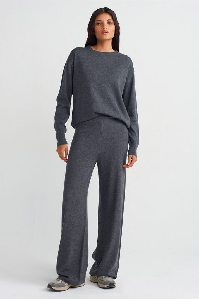 Dames Lurex Breiselbroek met Wijde Pijpen