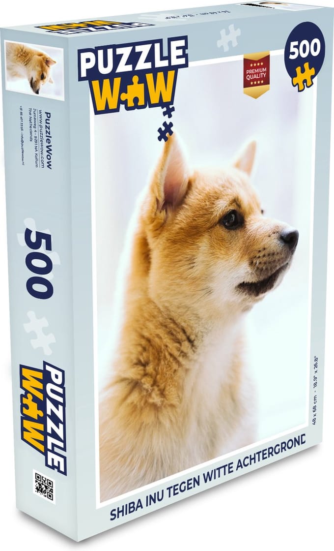 Puzzel Shiba Inu tegen witte achtergrond - Legpuzzel - Puzzel 500 stukjes