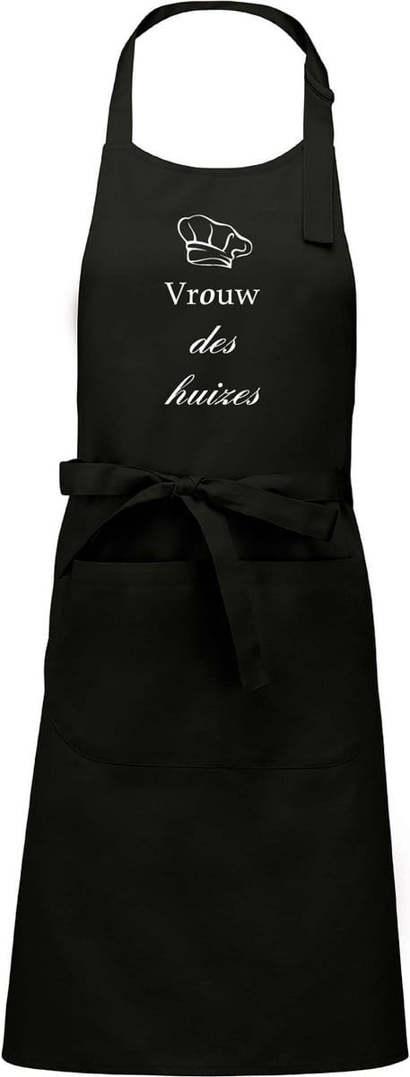 Mijncadeautje - Keukenschort - Vrouw des Huizes - zwart - katoen - polyester
