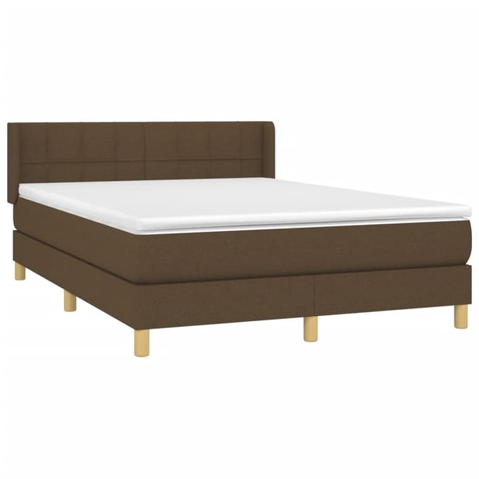 vidaXL - Boxspring - met - matras - stof - donkerbruin - 140x190 - cm