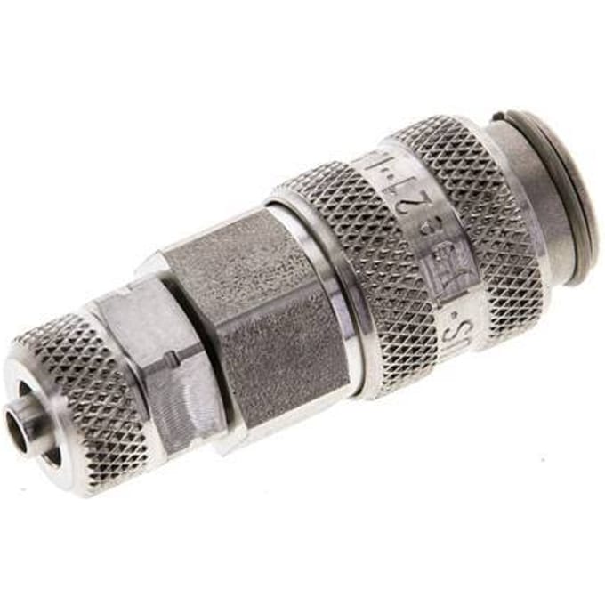 RVS 306L DN 5 Luchtkoppeling Snelkoppeling 4x6 mm Push-On Double Shut-Off - CLS5-N-SSL-SV-P-4