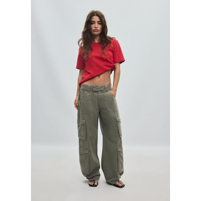 Stradivarius Straight cargobroek  Kaki 34