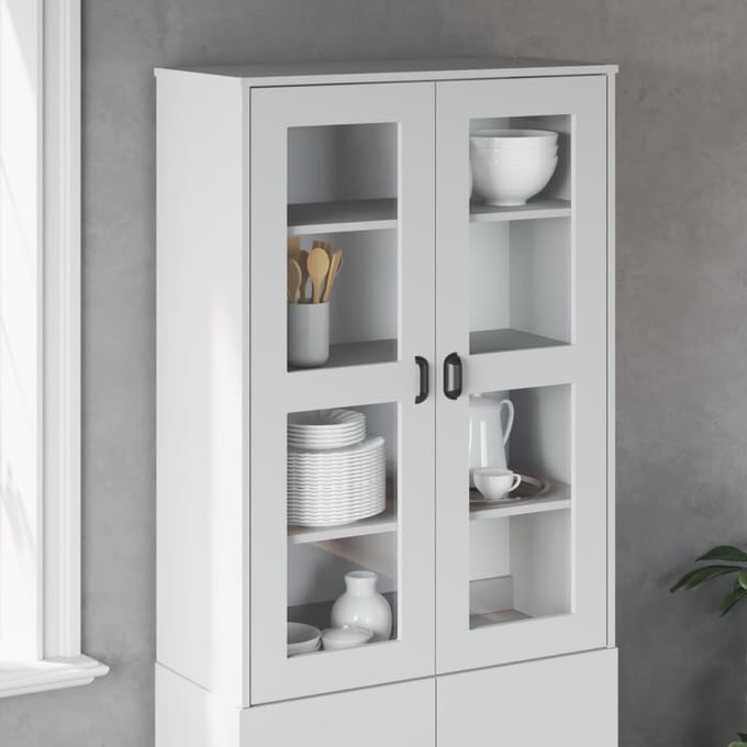 vidaXL - Opzetkast - VIKEN - bewerkt - hout - wit