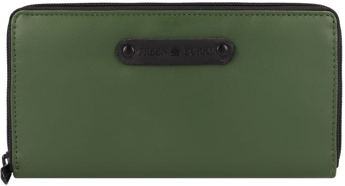 Greenburry Upcycled Tarpaulin Portemonnee 19 cm - Dames - Horizontaal - olive