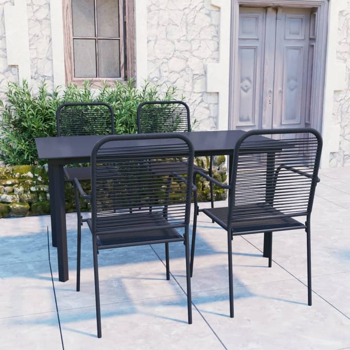 vidaXL - 5-delige - Tuinset - glas - en - staal - zwart