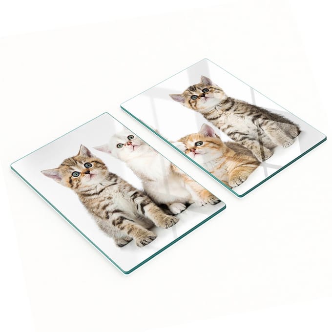 Multifunctionele decoratieve glazen borden met bedrukte kleine katjes 2x40x52 cm