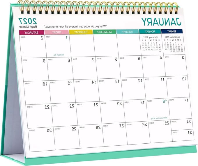Bureaukalender - Planners Agenda - Dagelijkse Planning - Dubbele Spiraalbinding - 25 x 21 cm - Wit