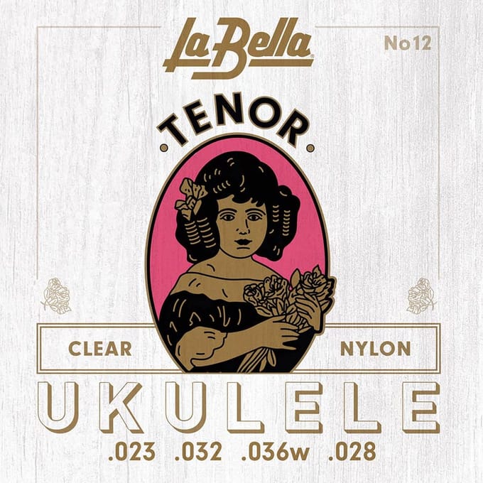 La Bella L-12 Acoustic Folk Tenor Ukulele Snarenset – Clear Nylon