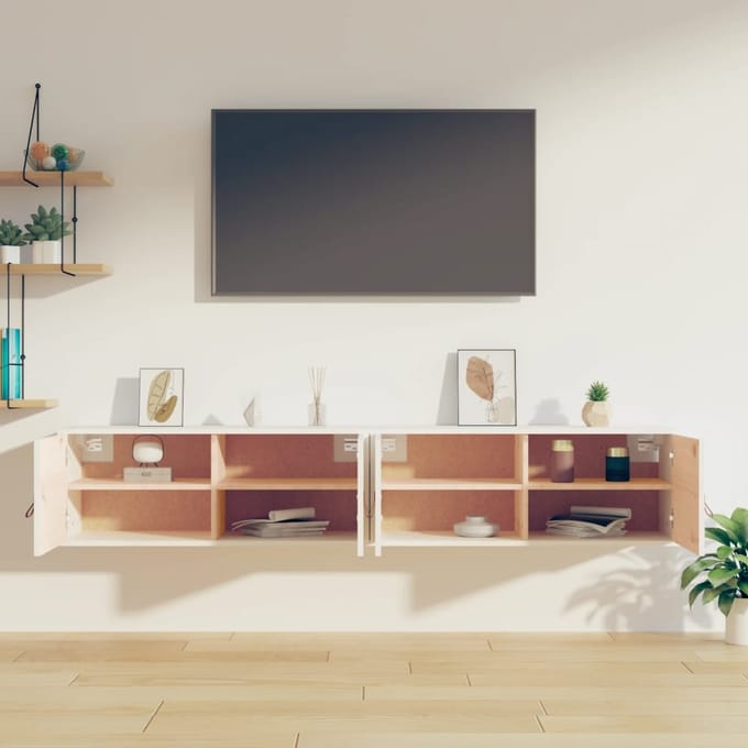 vidaXL - Wandkasten - 2 - st - 80x30x30 - cm - massief - grenenhout - wit