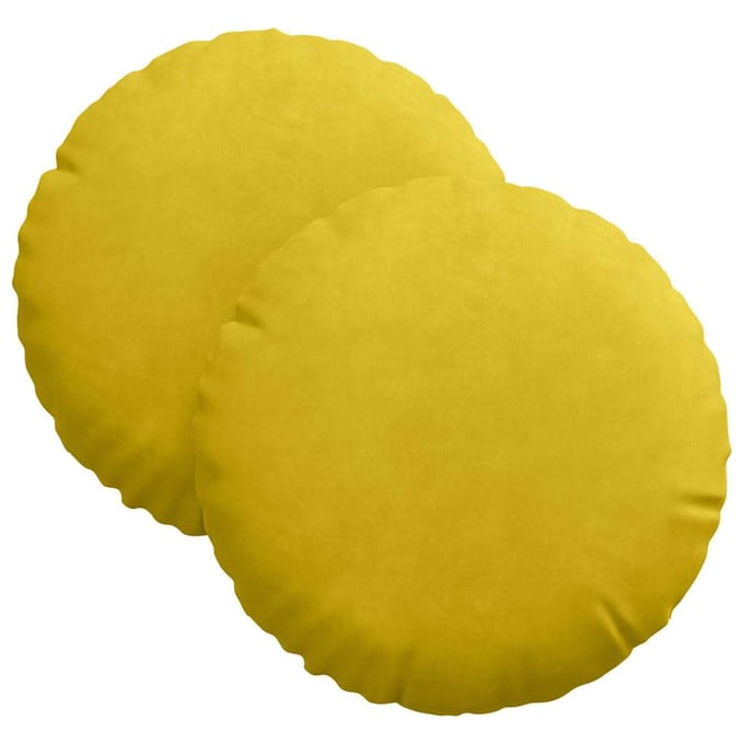 vidaXL - Zitkussens - 2 - st - Fluweel - Geel - Ø30 - x - 13 - cm