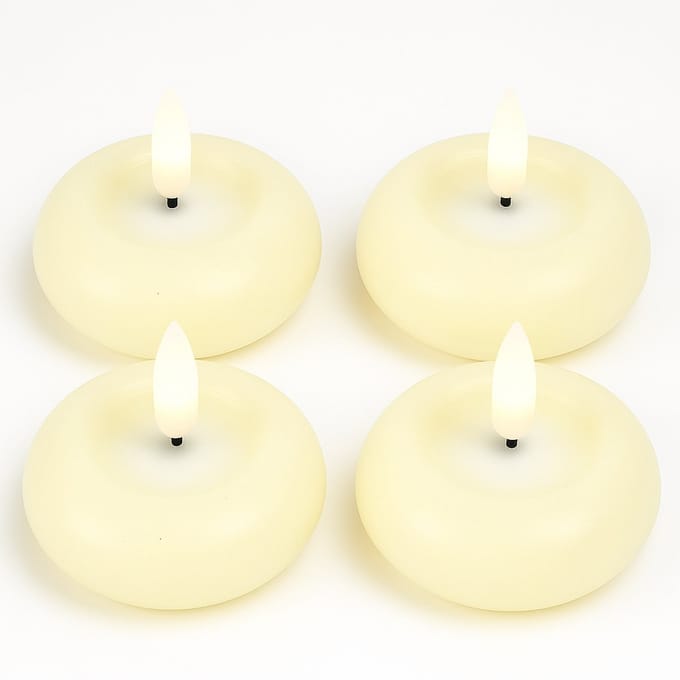 LED Drijfkaarsen – 7,5 cm – Vlameffect – IP44 – Set van 4 – Inclusief Batterij - crème