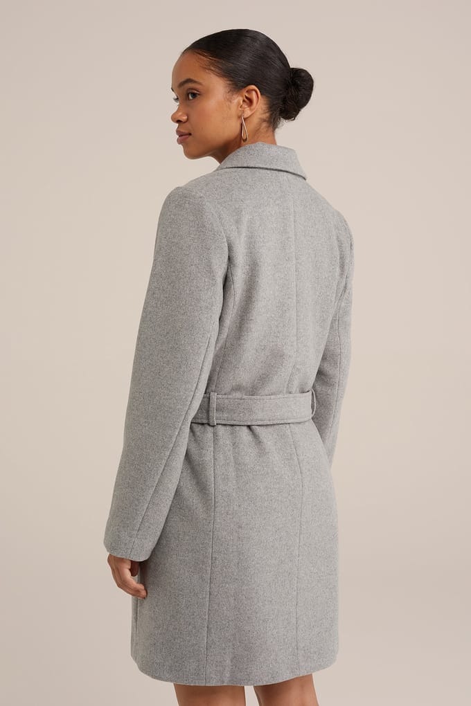 We Fashion Coat Light Grey Größe: 44 | Wickelmäntel Outlet | Damen | Grau