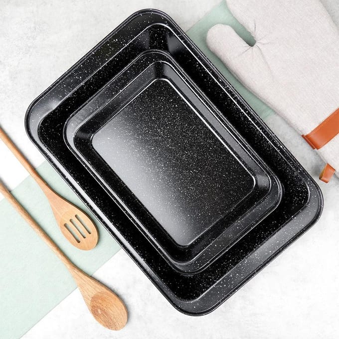 Braadslede Graniet 28x19 / 37,5x25,5 cm 2 stuks - Ovenschaal - Braadpan