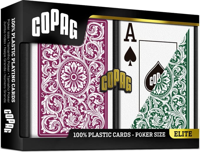 COPAG® Double Deck Green & Burgundy 1546 Jumbo Elite - Premium 100% Plastic Speelkaarten - Duurzaam - Poker