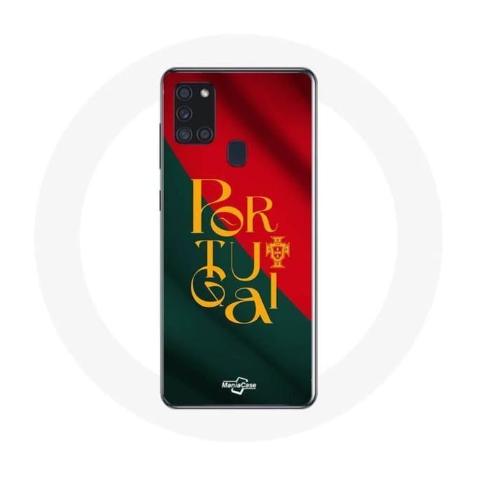 Coque - maniacase - Samsung Galaxy A21S - Drapeau du Portugal - Souple - Noir noir