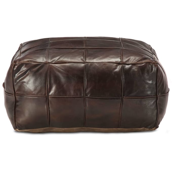 vidaXL - Poef - 60x60x30 - cm - echt - geitenleer - donkerbruin