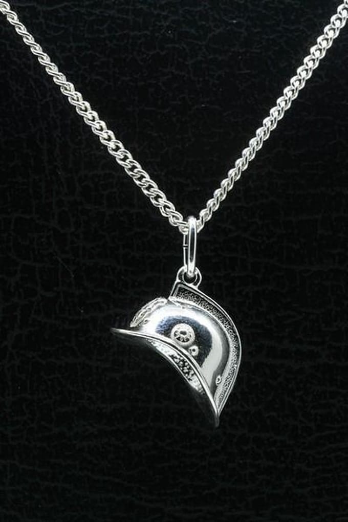Zilveren Brandweerhelm ketting hanger - luxe
