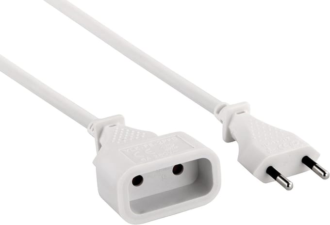 Verlengkabel 2 meter met EU-stekker - 6A 2x0,75mm²