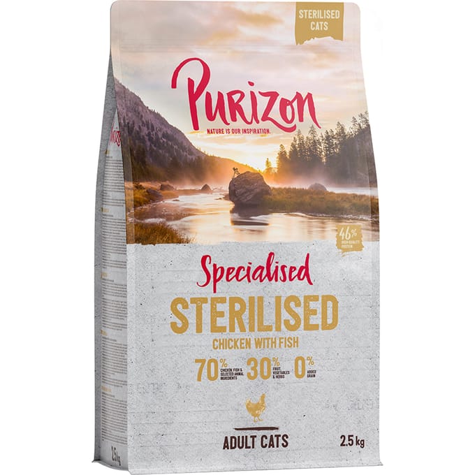 2,5kg Adult Sterilised Kip Vis Purizon Kattenvoer