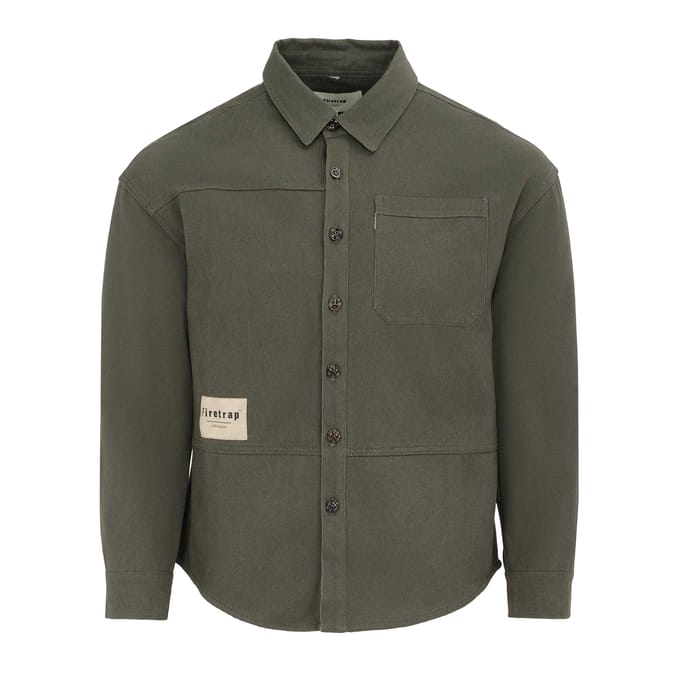 Firetrap Heren-shirt met logo, dik, met lange mouwen (Grijs)