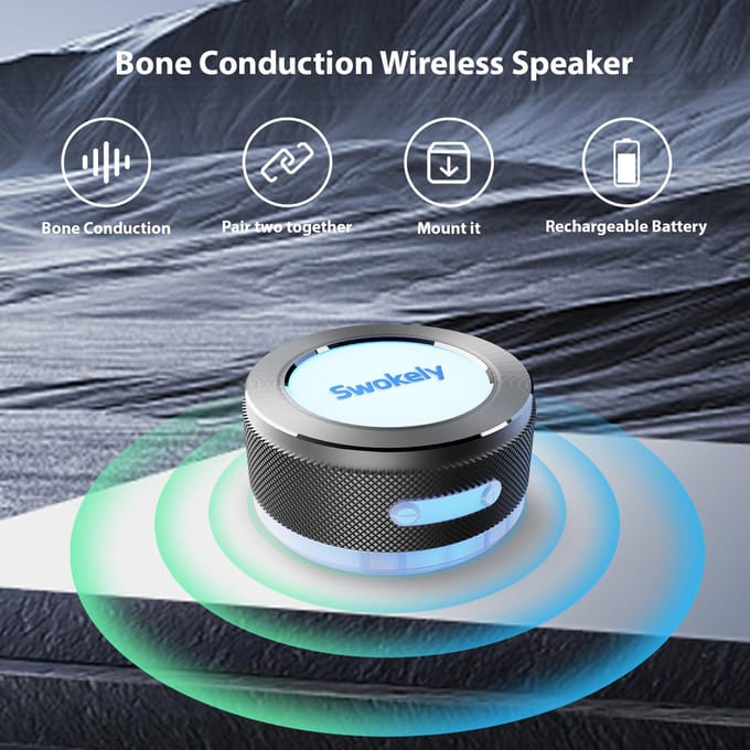Swokely Botgeleiding Draadloze Speaker Draagbare en Compacte Mini Geluidsbox Stereo Basgeluid grijs